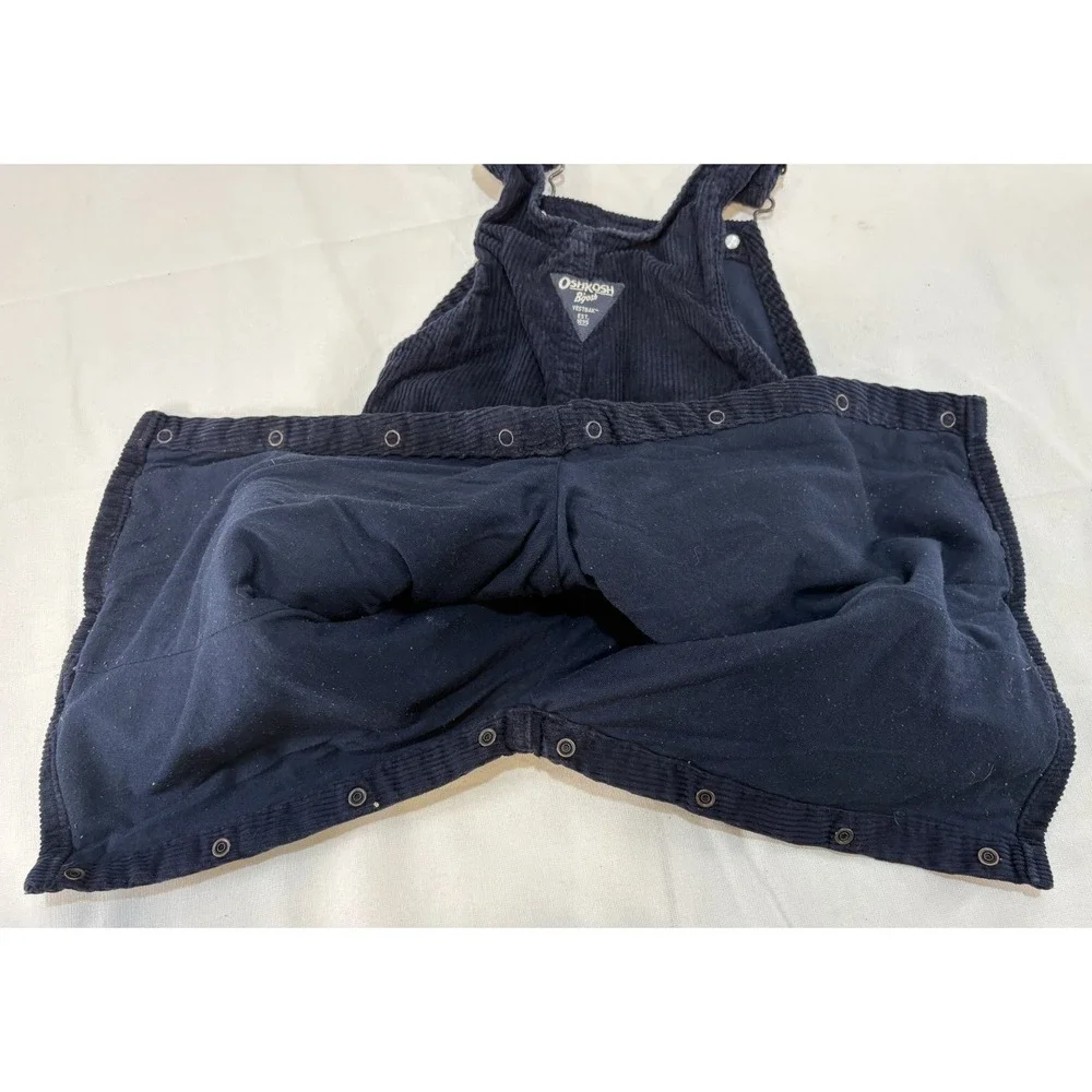 Osh Kosh B'Gosh Dark Navy Blue Corduroy Overalls Size 12M Vestbak Snaps
